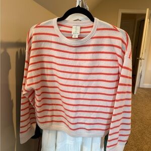Joie Cashmere Sweater in Pink and White Stripes